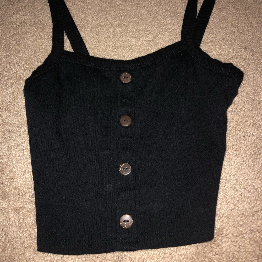 women’s black button up tank top
